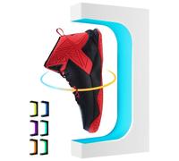 Estante flotante para zapatos con luz LED, giratorio 360°, color blanco