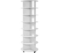 Estante giratorio para zapatos de 7 niveles con ruedas, expositor tipo carrusel giratorio de 360°, organizador tipo "plato giratorio" para armario, ideal para sala de estar, recibidor, color blanco