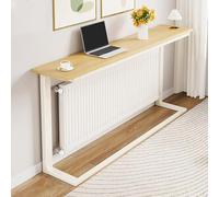 Estante largo multiusos para mesa para oficina en casa, diseño de ahorro de espacio, para libros, plantas y decoración