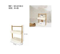 Estante Organizador 4 Niveles de Madera Natural con Marcos Metálicos - LIN HOME, Diseño Moderno y Decorativo para Baño, Alacena o Lavandería, Fácil Montaje