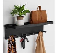 Estante-organizador de pared Unyqoos® con superficie de almacenamiento: panel de pared para llaves de acero inoxidable con ganchos, ideal para pasillos, con una capacidad de carga de 25 kg