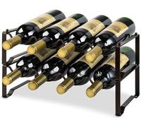 Estante para botellas Unyqoos® de 2 niveles, apilable y desmontable. Estante independiente para 8 botellas, fabricado en acero resistente con revestimiento en polvo. Dimensiones: 15,75 x 7,09 x 8,66 p
