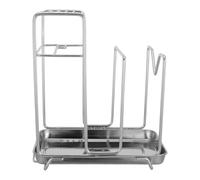 Estante para Cuchillos de Encimera Plata, de Acero Inoxidable 304 | Organizador de Cocina con Bandeja de Goteo, Soporte Vertical sin Taladro, Acceso Rápido para Hogar