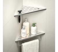 Estante para ducha de 25,4 cm, acero inoxidable 304, con barra para toallas, acabado cepillado
