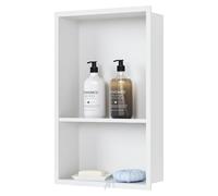 Estante para ducha de acero inoxidable, 45x30 cm, con doble repisa, color blanco