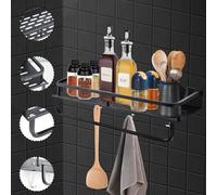 Estante para ducha Ibenzoa® sin necesidad de taladro: acero al carbono inoxidable, capacidad de hasta 20 kg, con orificios de desagüe, borde elevado y ganchos desmontables, ideal para baño, cocina o b