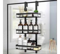 Estante para ducha sin taladro - Cesta organizadora para baño, color negro