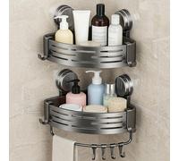 Estante para ducha sin taladro, con ventosas de alta succión - Estante para ducha - Ventosa de esquina - Estante para baño - Cesta para ducha de pared con soporte para toallas - Estante de esquina
