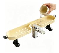 Estante para grifo, bandeja de drenaje ampliada en forma de U de 56,7 x 11,2 cm, con gancho, resistente al óxido, impermeable, organizador de grifo de baño, para esponja, maquinilla de afeitar, hisopo