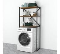 Estante para lavadora, Askersund. Estante de baño con dos compartimentos abiertos. Estante de pie para baño. Estante de baño, estante superior. Acabado en imitación nogal