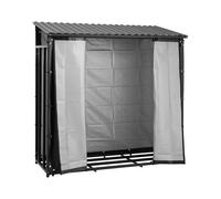Estante para leña - con lona y tejado - 800 kg - 89 x 191 x 192.5 cm - negro | hillvert