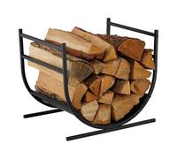 Estante para leña Relaxdays en U, Metal, HBT: 40 x 46 x 38 cm, Estante para leña, leña apilada, Negro