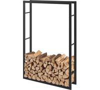 Estante para leña Täby, estante para leña, interior y exterior, metal, 100 x 25 x 150 cm. Estructura de madera, ayuda para apilar leña, almacenamiento de madera, soporte para leña para chimenea, color