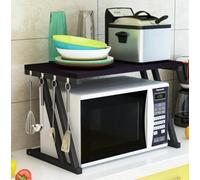 Estante para microondas: estante de cocina con 2 niveles, de madera, resistente al agua, de pie y en color gris claro