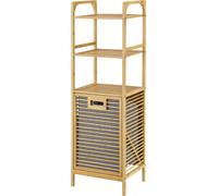 Estante para ropa de bambú Tidaholm, 118 x 40 x 31 cm. Armario para ropa con 2 estantes. Recolector de ropa. Caja para ropa. Bolsa de ropa extraíble