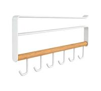 Estante para tazas colgante: estructura de metal con 6 ganchos, acabado con revestimiento antioxidante, soporte de capacidad de carga de 2 kg, de instalación deslizante | Soporte de almacenami