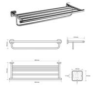 Estante para toallas Sapho INSIA con barra, 600 mm, cromo