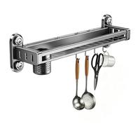 Estante para utensilios de cocina, montaje en pared sin taladro, estante de | Instalación de ventosa, construcción de acero al carbono ABS, para fregadero de armario y mostrador de caravana