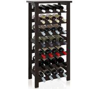 Estante para vinos de bambú: soporte para exhibir 28 botellas con superficie para colocar sobre la mesa. Estanterías independientes de varios niveles para la cocina, la despensa, la bodega o el bar ()