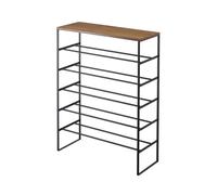 Estante para zapatos con 5 niveles, madera y metal negro torre - l66 cm