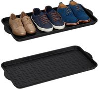 Estante para zapatos de tamaño XL, juego de 8 unidades, con bandeja de goteo de borde elevado, para 3-4 pares, de plástico, dimensiones: 75 x 36,5 cm, color