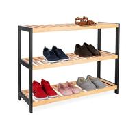 Relaxdays Zapatero de bambú marrón claro,negro