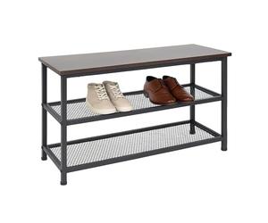 Estante para Zapatos Relaxdays Industrial, 6 Pares HBT 45x80x30 cm, Estante metálico, 2 Niveles, Negro/marrón