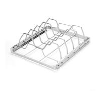 Estante plegable de acero inoxidable para barbacoa con 5 ranuras para costillas de espalda de bebé, costillas de repuesto, asador de pollo, parrilla al aire libre, 24,2 cm