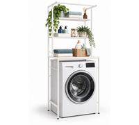 Estante Relaxdays para lavadora, con 3 compartimentos, ideal para colocar sobre la lavadora, secadora o inodoro. Dimensiones: 161 x 66 x 40 cm. Color: blanco