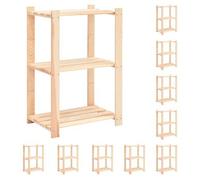 vidaXL Estantería 3 niveles de madera de pino maciza 150 kg – 1/2/3/5/10 unidades