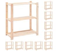 Estantería 3 Niveles 10 Unidades Madera Pino Maciza 150 Kg Vidaxl