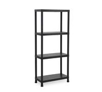 Estantería 4 Baldas de Plástico Beige o Negro, Polipropileno PP, 140x60x30 cm, para Garaje, Cocina, Despensa, Terraza, Oficina y Trastero