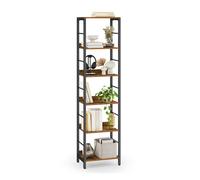 VASAGLE Librería de 6 Niveles, Estantería de Almacenamiento, 30 x 40 x 178 cm, con Paneles Posteriores Protectores, Estilo Industrial, para Salón, Estudio, Marrón Rústico y Negro Tinta LLS168KD01