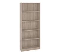 Estantería Alta Salón, Librería, Color Roble, Medidas: 180 cm (Alto) x 75 cm (Ancho) x 25 cm (Fondo)