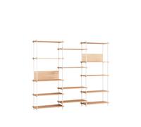 Estantería Ancha para Libros, Roble Alto/ Blanco