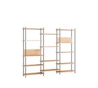 Estantería Ancha para Libros, Roble Alto/ Negro