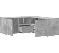 Estantería angular de color gris hormigón, 200x40x45 cm, fabricada en material de madera