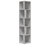 Estantería angular de color gris hormigón, 33x33x164,5 cm, fabricada en material de madera