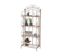 CLP Estantería Antje con Estructura De Hierro I Estantería De Pie Plegable con 4 Baldas I Estante De Almacenamiento Estilo Rustico I Color: | Color Antiguo marrón