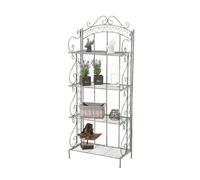 CLP Estantería Antje – Estructura de hierro, plegable, 4 baldas, estilo rústico – Verde antiguo