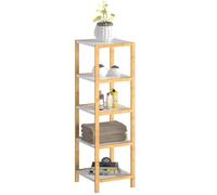 Estantería bambú natural/blanco 140x33x34cm 5 baldas