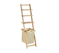 Estantería beige marrón madera tela (36 x 151 x 41,5 cm)