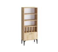 Estantería biblioteca 8 estantes 2 puertas decoración roble zafiro h175 cm - pollux