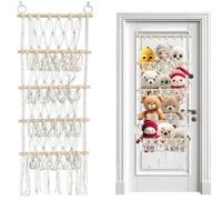 Estantería bohemia hecha a mano para osos de peluche, con sujetadores de madera