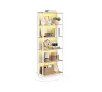 Estantería con Luz LED Librería con Luces Ajustables Marco de Acero