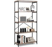 Estantería COSTWAY de 5 niveles, estantería de pie con estructura de metal, estante independiente, ideal para oficina, salón, dormitorio o estudio, dimensiones: 79 x 35 x 160 cm, diseño industrial (gr