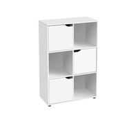 Estantería Cubo con 6 estantes y 3 puertas color blanco de 90x60x29 cm