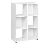Estantería Cubo Modular de Madera | 6 Compartimentos | Organizador Blanco | Ideal para Salón, Dormitorio, Cocina u Oficina | Almacenamiento Decorativo Infantil y Adulto | 61,2 × 29,7 × 91,2 cm