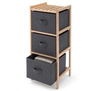 Estantería de 3 cajones de madera de pino | Organizador armario, mesita de noche, baño | Cajonera de tela gris antracita 27 x 65 cm | Almacenamiento modular para casa