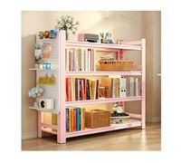 Estantería De 4 Niveles, Librería De 160 CM, Estantería con Tablero Lateral, Estante De Exhibición Independiente for Sala De Estar, Dormitorio(Pink,L100*D30*H160cm)